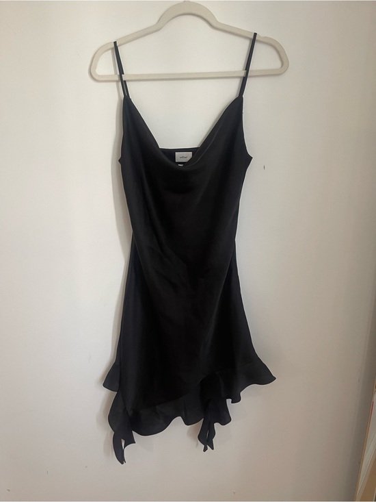 Wilfred Dresses & Skirts - Wilfred Black Cowl Slip Mini Dress with Ruffle Hem